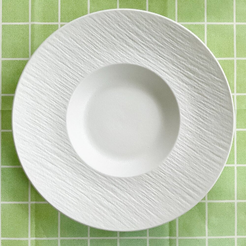 NEW Set of 2 Wide Rim Ceramic Pasta Plates, 10.5"